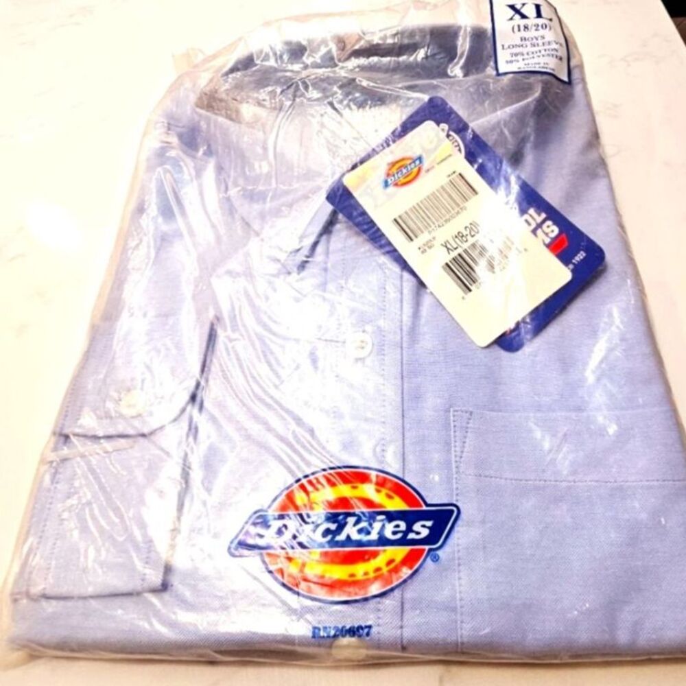 NWT Dickies Boys White Oxford Button Down Long Sleeve Shirt Size XL (18/20)